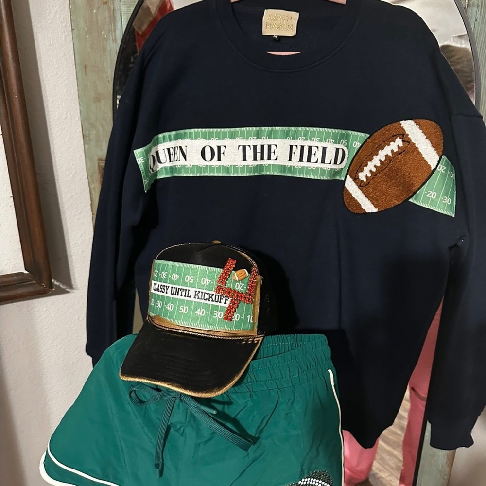 Judith March Navy Queen of the Field Crewneck